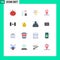 16 User Interface Flat Color Pack of modern Signs and Symbols of wheel alignment, map, treatment, location, head