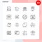 16 User Interface Outline Pack of modern Signs and Symbols of call, politics, celebration, political, science