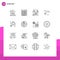 16 User Interface Outline Pack of modern Signs and Symbols of environment, sign, money, female, right arrow