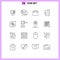 16 User Interface Outline Pack of modern Signs and Symbols of processing, dollar, clutches, technology, electronics