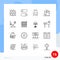 16 User Interface Outline Pack of modern Signs and Symbols of seesaw, balance, chair, religion, islam