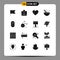 16 User Interface Solid Glyph Pack of modern Signs and Symbols of baby, kitchenware, heart, cooking, chocolate