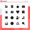 16 User Interface Solid Glyph Pack of modern Signs and Symbols of coin, board, wish, sign, security