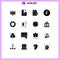 16 User Interface Solid Glyph Pack of modern Signs and Symbols of creative, dollar, worker, currency, swiss france