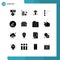 16 User Interface Solid Glyph Pack of modern Signs and Symbols of currency, lite coin, christian, network, job