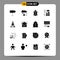 16 User Interface Solid Glyph Pack of modern Signs and Symbols of estate, rocket, station, bussiness, waste