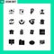 16 User Interface Solid Glyph Pack of modern Signs and Symbols of green, real estate, currency, appraisal, professions