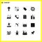 16 User Interface Solid Glyph Pack of modern Signs and Symbols of hotel, bedroom, price, target, employee