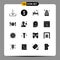 16 User Interface Solid Glyph Pack of modern Signs and Symbols of leaf, autumn, office, dinner, government