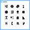 16 User Interface Solid Glyph Pack of modern Signs and Symbols of life, spring, eclipse, tulip, flower