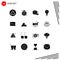 16 User Interface Solid Glyph Pack of modern Signs and Symbols of message, chat, media, biochemistry, lab