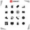 16 User Interface Solid Glyph Pack of modern Signs and Symbols of meter, performance, stove, analysis, tag