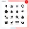 16 User Interface Solid Glyph Pack of modern Signs and Symbols of previous, arrow, drink, shield, plus
