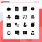 16 User Interface Solid Glyph Pack of modern Signs and Symbols of robotics, quality, arrows, digital, report