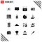 16 User Interface Solid Glyph Pack of modern Signs and Symbols of shared server, photo, board, design, sign