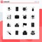 16 User Interface Solid Glyph Pack of modern Signs and Symbols of success, right, arrow, gesture, finger