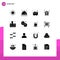 16 User Interface Solid Glyph Pack of modern Signs and Symbols of therapy, relaxation, child, fish, lock