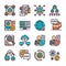 16 vector networking icons set. Vector illustration.