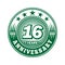 16 years anniversary celebration. 16th anniversary logo design. Sixteen years logo.
