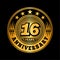 16 years anniversary celebration. 16th anniversary logo design. Sixteen years logo.