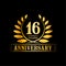 16 years anniversary celebration logo. 16th anniversary luxury design template. Vector and illustration.