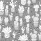 1607 cactus pattern, seamless pattern in monochrome colors, cacti in pots, ornament for wallpaper and fabric, wrapping paper