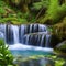 1619 Mystical Enchanted Waterfall: A mystical and enchanting background featuring an enchanted waterfall in a magical forest, wi