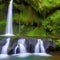 1619 Mystical Enchanted Waterfall: A mystical and enchanting background featuring an enchanted waterfall in a magical forest, wi