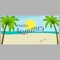 1639 summer, banner for travel agencies, summer background, beach sun and palm trees