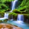 1659 Mystical Enchanted Waterfall: A mystical and enchanting background featuring an enchanted waterfall in a magical forest, wi