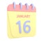 16th January 3D calendar icon