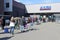 17/03/2020, Brussels, Belgium - people queuing for entering supermarket