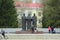 17-05-2020, Syktyvkar, Russia. People walk near eternal flame memorial. Monument to the soldiers who fell in the second