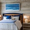 17 A cozy, coastal-inspired bedroom with a white wooden bed, blue accents, and nautical decor2, Generative AI