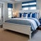 17 A cozy, coastal-inspired bedroom with a white wooden bed, blue accents, and nautical decor5, Generative AI