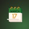 17 March calendar - element for St Patrick Day celebration design in flat style.