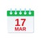 17 March calendar icon. Saint Patrick Day. Vector illustration