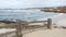 17-mile drive, Monterey, California. Rocky craggy ocean beach, waves and stairs.