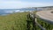 17-mile drive scenic road, Monterey, California, ocean waves. Succulent plants.