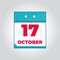17 october Flat vector daily calendar icon