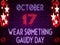 17 October, Wear Something Gaudy Day, Neon Text Effect on Bricks Background