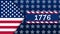 1776 animated background with moving star and usa flag