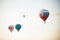 18-07-2019 Pereslavl-Zalessky, Russia: a different air balloons flying using heat. Different printed logos on balloons