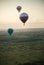 18-07-2019 Pereslavl-Zalessky, Russia: a different air balloons flying using heat. Different printed logos on balloons -