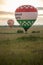 18-07-2019 Pereslavl-Zalessky, Russia: two balloons flying using heat. ``Kaluga region`` printed on one of the balloons