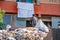 18/11/2018 Cairo, Egypt, young people collect and sort garbage in large sacks on the streets of the African capital