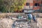 18/11/2018 Cairo, Egypt, young people collect and sort garbage in large sacks on the streets of the African capital