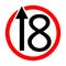18 and above vector icon, age limit plus 18 in red circle.