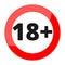 18+ age restriction sign