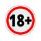 18+ age restriction sign, Vector eighteen icon